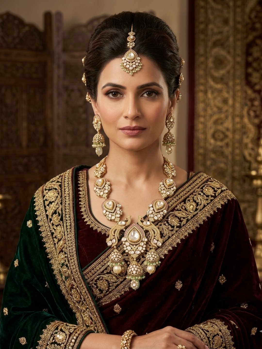 Rajwada Peacock Polki Heritage Necklace Set